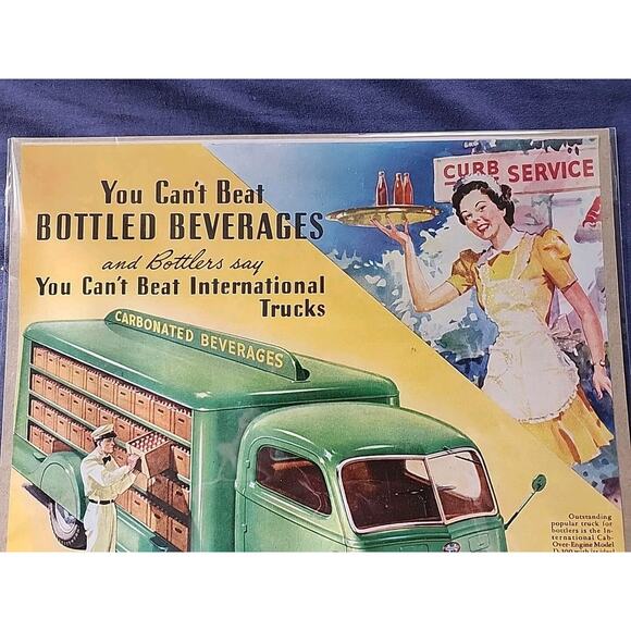 1940 International Trucks Advertisement Waitress Curb Service Soda Vtg Print AD - Picture 2 of 4